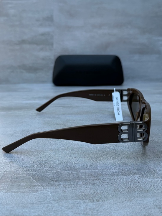 Balenciaga Dynasty D-Frame Sunglasses Brown Slim Logo Temple 400$ NWT main image 4